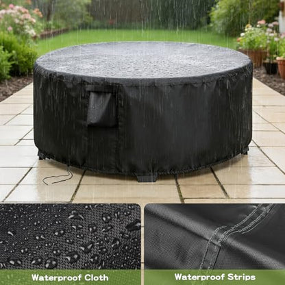 Patio Furniture Covers Round,26 Inch Outdoor Dinner Table Cover Waterproof,Round Patio Coffee Table Covers for All Weather Resistant - 26 x 18 Inch - size: 26" DIA x 18" H