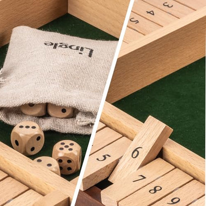 11.8 Inch Shut The Box Dice Game, 2-4 Player Wooden Board Table Math Games, Classic Shut The Box Board Game