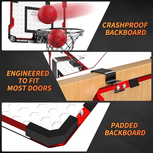 TEMI Indoor Basketball Hoop for Kids, Door Room Basketball Hoop,Mini Basketball Hoop with 4 Balls, Basketball Toys for 3 4 5 6 7 8 9 10 11 12 Year Old Boys - style: Basketball Hoop & 4 Balls