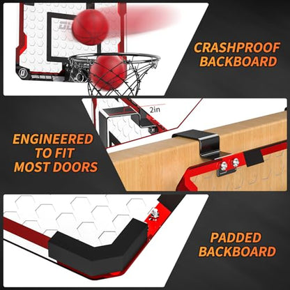 TEMI Indoor Basketball Hoop for Kids, Door Room Basketball Hoop,Mini Basketball Hoop with 4 Balls, Basketball Toys for 3 4 5 6 7 8 9 10 11 12 Year Old Boys - style: Basketball Hoop & 4 Balls