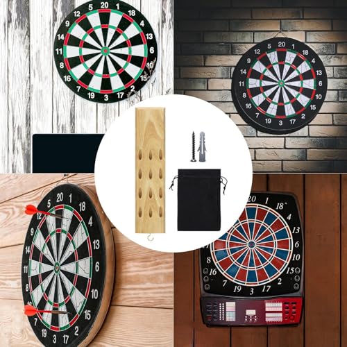 Wall Mount Dart Rack | Wooden Dart Display Holder,Wall Mount Stand Rack with Storage Bag and Screw To Display 12 Tip Darts