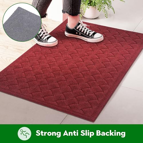 BZ31 Heavy Duty Front Door Mats Non Slip Rubber Backing Entrance Mat Shoes Scraper Welcome Mat - color: 24" X 36" Weave Grey【regular Door】