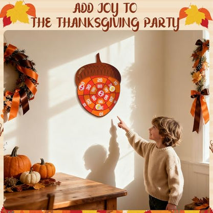 Thanksgiving Acorn Dart Board - Fall Crafts for Kids,Halloween & Thanksgiving Decorations with 10 Balls,Autumn Party Wall Decor for Family Game Night (21.3x16.5 Inch)