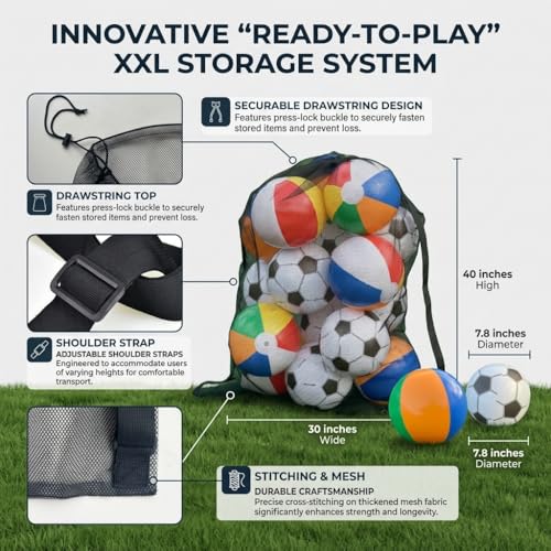 Granny Pants Yard Game Set - Outdoor Tossing Games for Adults | Oversized Stretchy Pants, Bouncy Balls, Air Pumps, XXL Sport Ball Storage Bag, Family Reunion, Party, Field Day