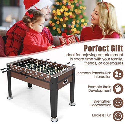 GLACER Foosball Table, 54" Wooden Full Size Foosball Table with 2 Balls, Adjustable Leg Levelers, Sliding Bead Scorers, Indoor Outdoor Soccer Table Game for Adults, Kids, Game Room, Home, Office
