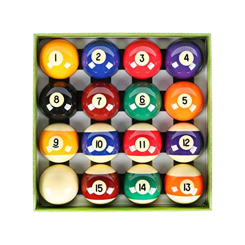 ASKA Billiards Pool Boston Numbered Balls Set, 16 Balls Including a Cue Ball - style: PB01, Grade A Balls 2-1/4"