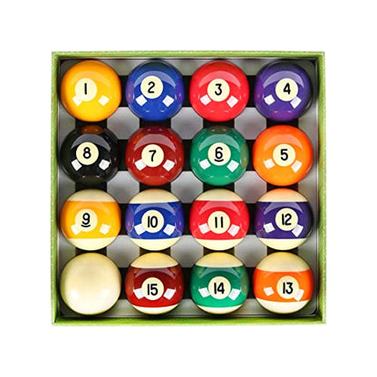 ASKA Billiards Pool Boston Numbered Balls Set, 16 Balls Including a Cue Ball - style: PB01, Grade A Balls 2-1/4"