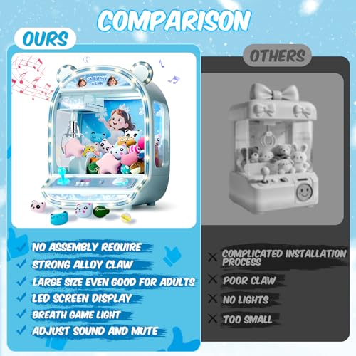 Skirfy Large Claws Machine Toy with Alloy Claw,LED Light & Adjustable Sound,16" Candy Dispenser Toys Mini Vending Machine for Kids Christmas Birthday Big Gifts for Girls Boys Ages 6+ - color: Blue