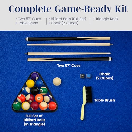 Hathaway Fairmont Folding Pool Table for Family & Home Use Includes Full Set of Billiard Balls, Cues, Chalk, Triangle and Carrying Bag, Portable Space-Saving Table