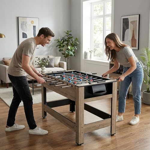 Goplus 2-in-1 Swivel Multi Game Table, 48” Combo Game Table with Foosball & Pool for Adults, Indoor Outdoor Combination Arcade Table for Home Game Room Party - style: 49" x 24" x 32"