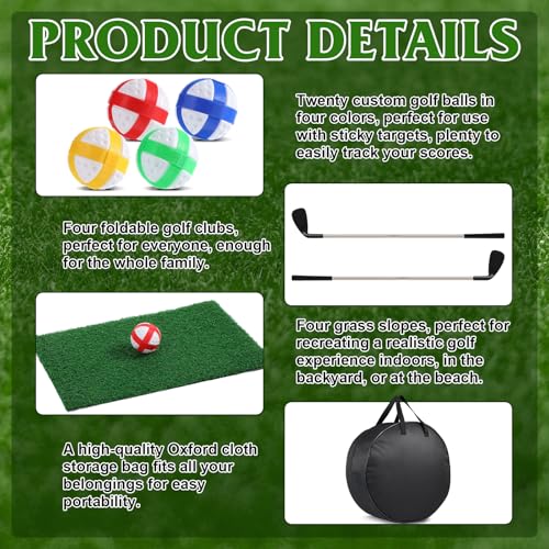 Soulchen 4 Pack Backyard Golf Cornhole Game, with 9 Target, Indoor Outdoor Chipping Golf Set Gift for Men, Women & Family