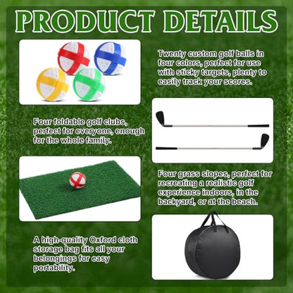 Soulchen 4 Pack Backyard Golf Cornhole Game, with 9 Target, Indoor Outdoor Chipping Golf Set Gift for Men, Women & Family