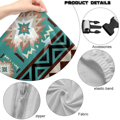 Suobstales Aztec American Tribal Pattern Gaming Chair Cover, Stretchy 4 Pcs Ergonomic Office Computer Game Chair Slipcovers with Armrest Covers/Back Covers/Seat Cover for Reclining Racing Gaming Chair - color: Aztec American Tribal