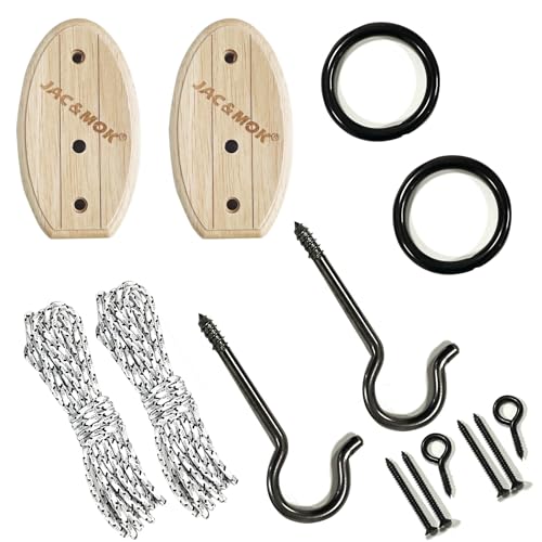 Hook and Ring Toss Game Swing Game DIY Kit -Stainless Steel Ring, Polyester Rope and Hardware - style: short board - black 2 set