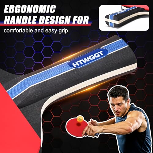 Table Tennis Rackets Set, Ping Pong Paddles Set of 2, Including Ping Pong Paddles, Balls, a Ping Pong Net and a Portable Case