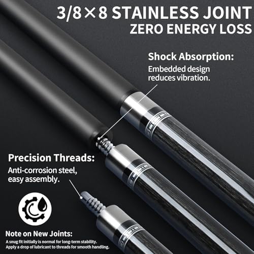 AKLOT Carbon Fiber Pool Cue Stick 58", Billiard Cue Sticks 19-19.5oz, Low Deflection Billiard Stick with 12.5mm Tip, Professional Carbon Fiber Pool Sticks for Adults - color: Patten4