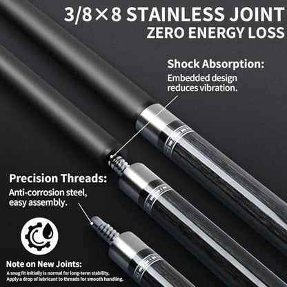 AKLOT Carbon Fiber Pool Cue Stick 58", Billiard Cue Sticks 19-19.5oz, Low Deflection Billiard Stick with 12.5mm Tip, Professional Carbon Fiber Pool Sticks for Adults - color: Patten4