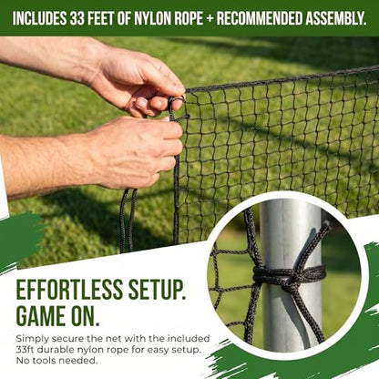 Baseball Softball Backstop Nets,Sports Net with 33ft Rope or Steel Hanging Kit, Nylon Nets Also for Basketball Soccer Lacrosse Hockey. - size: 15x20 feet