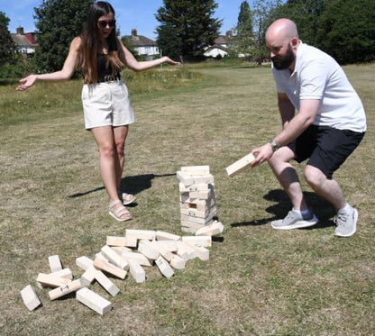 Masters Giant Tumble Tower - Mango Wood - 81cm | Can grow to 1.5m - XL Giant Garden Game for Adults - 54 Wooden Toppling Blocks - Stacking Game - Outdoor Party Game