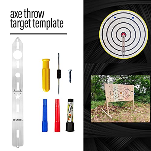 Upgraded Throwing Axe Target Template Stencil, Template, Durable Stainless Bullseye Drawing for DIY Pattern with 3 Standard Marker Pens and Fixing Screws (Model 3)