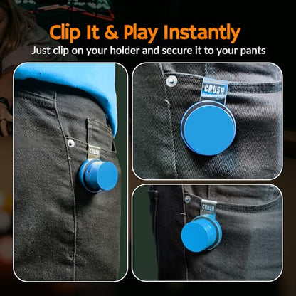 Magnetic Chalk Holder with Lid & Belt Clip – Round Billiard Pool Cue Chalk Holder with Strong Magnet, Portable Snooker Chalk Case for Players - color: Blue