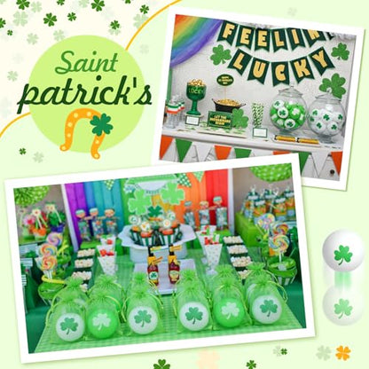 Soulchen 24 Pcs Table Tennis Balls Plastic Novelty Table Tennis Stress Props 40 mm for Party Playing Beach Decor Beer Game Party Favors - style: St Patricks Day
