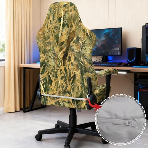 Hunting Camo Gaming Chair Cover Cat Scratch Proof 4 Piece Non Slip Stretchable Elastic Computer Reclining Gaming Chair Seat Cover with Armrest Covers Breathable Swivel Armchair Slipcover - color: Forest Hunting Camo