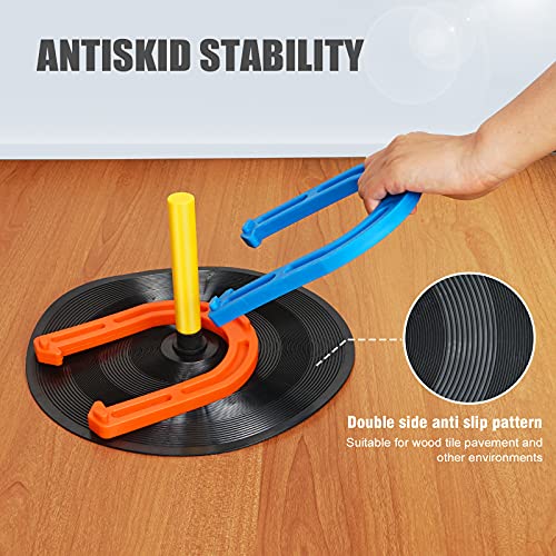 Outdoor Indoor Rubber Horseshoes Set - Win SPORTS Includes 4 Horseshoes,2 Pegs,2 Rubber Mats,2 Red Plastic dowels,Beach Games Perfect for Tailgating,Camping,Backyard,Fun for Kids Adults