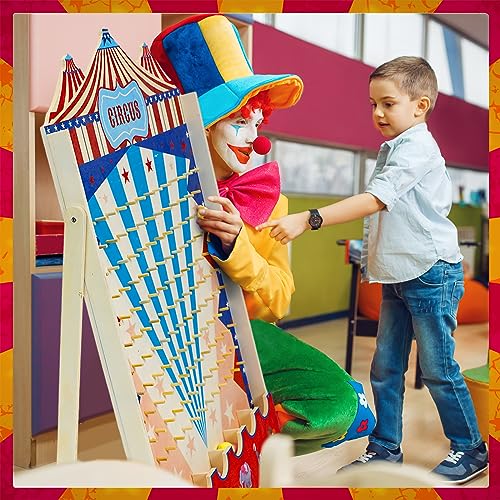 Fulmoon Disk Drop Game with 8 Disks Halloween Carnival Circus Theme Christmas Party Fun Wood Family Board Game for Birthday Party Decorations Supplies Activities(30 x 17.7 Inch) - size: 30 x 17.7 Inch