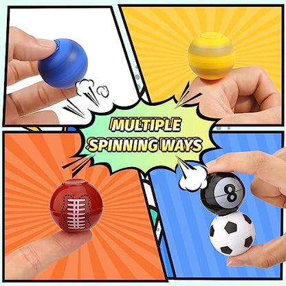 34PCS Mini Fidget Spinners Party Fidget Toys Soccer Basketball Baseball Sport Balls for Goodie Bag Stuffer, Finger Stress Balls Toy for Christmas Party Classroom Prize