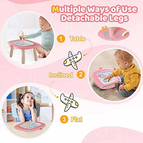 Kikidex Magnetic Drawing Board, Toddler Girl Toys for 1-3 Year Old, Doodle Board Pad Learning and Educational Toys for 1 2 3 Year Old Baby Kids Birthday Gift (Soft Pink) - color: Soft Pink