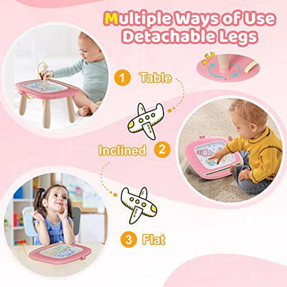 Kikidex Magnetic Drawing Board, Toddler Girl Toys for 1-3 Year Old, Doodle Board Pad Learning and Educational Toys for 1 2 3 Year Old Baby Kids Birthday Gift (Soft Pink) - color: Soft Pink