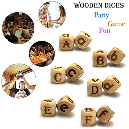Creative Game Dice Set (8Pcs Identical Dices), 20MM Six Sided Square Wooden English Letter Pattern Rolling Dices for Party Gaming Favors - size: 8PCS(M1)