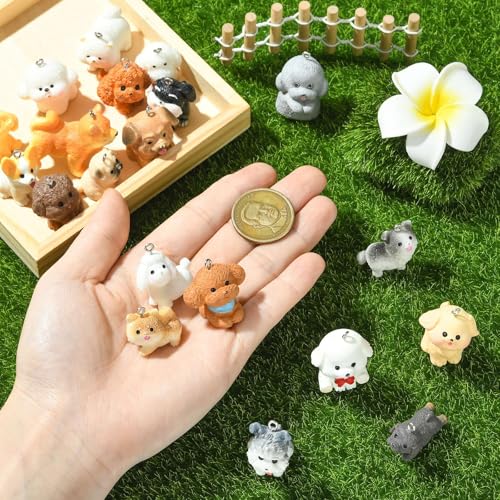 Stiesy 20 Pcs Dog Charms Resin 3D Animal Charm Cute Pet Doggy Dangle Charms for Jewelry Making Bracelet Crafting - color: Dog-20pcs--20 style