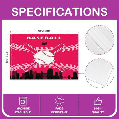 Erosebridal Baseball Placemats Set of 4 for Boys,Kids Softball Place Mats 12x18 inch,Red Black Baseball Player Table Mats,Sports Game Meal Mats for Dining Table - color: Cincinnati