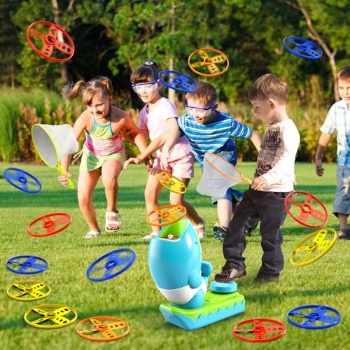 WATUDOU 24 PCS Flying Disc Launcher Outdoor Indoor Game Toys Gifts for 3 4 5 6 Year Old Kids, Outdoor Outside Game Toys for Kids Boys Ages 3-5 4-8, Ideal 3 4 5 6 Year Old Boys Birthday Gifts - style: 29 PCS