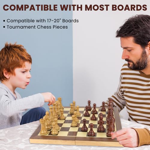 Large High Polymer Weighted Chess Pieces with 3.8'' King - 2 Extra Queens, Tournament Chess Set - Chess Pieces Only, Travel Chess Sets with Storage Bag for Family Board Game Gift