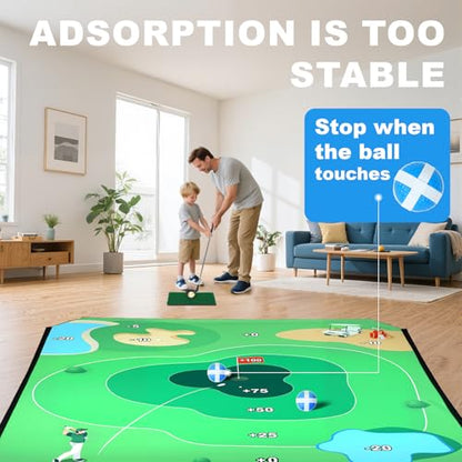 70"x70" Golf Chipping Game Set with Hitting Mat & 20 Grip Balls, Backyard Indoor/Outdoor Practice Training Kit for Adults, Family, Beginners – Portable Sticky Target Golf Game