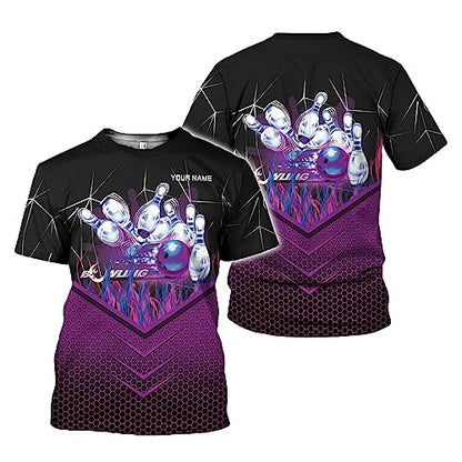 Rivelus Personalized Name Bowling Shirts for Men and Women 3D, Bowling Shirts for Team Bowling, Bowling Shirts Gift - color: Blm24