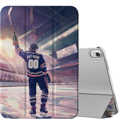 Custom Name/Number Case for iPad mini A17 Pro 7th/6th Gen .3 inch 2024/2021 & 7.9 inch 5th/4th Gen 2019/2015,with Hockey Lover's,with Pencil Holder(Columbus Blue) - color: Columbus Blue, size: iPad Mini Series