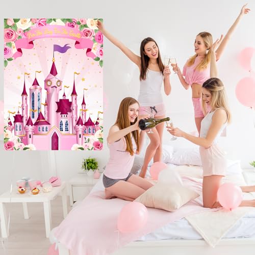 Faccito Princess Party Games Pin The Flag on The Castle Birthday Pin Games Set Include Pink Castle Poster 24 Flag Stickers 2 Blindfolds for Princess Birthday Tea Party Decorations Activities Supplies - style: Princess