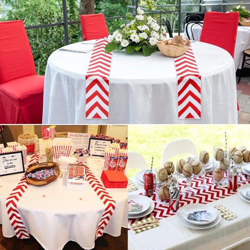 Baseball Table Runner/Baseball Party Decorations/Baseball Runner Table Cloth Runner Sports Red White for Boy Sports Themed Birthday Party (Pack of 2) - size: 60 x 6 inches (Pack of 2)