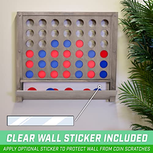 GoSports Wall Mounted Giant 4 in a Row - Jumbo Four in a Row with Coins - Gray Stain - color: Gray Stained