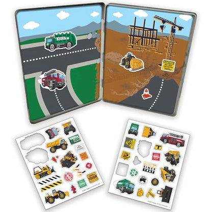TCG Toys Tonka Magnetic Creations Tin with 40 Magnetic Play Pieces in Tin That Doubles As Storage Space, Multicolor - style: Tonka