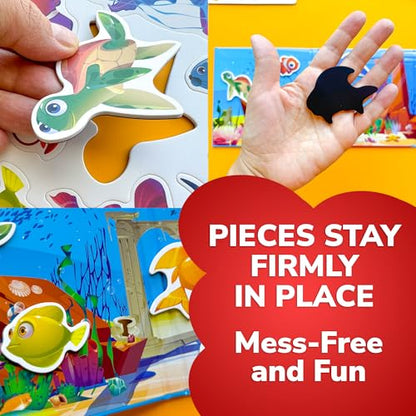 Quokka Travel Magnetic Puzzles for Toddlers 1-3 – 20+Pcs Sea Game with Playbook – Fun Travel Game Toy for Kids Ages 3-5 – Strong Magnets for Car Activities – Fun Toddler Puzzle Ages 2-4 - color: 02. Sea