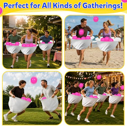 10 PCS Granny Pants Yard Game Set -Baby Shower Games Funny Activities 2 Pcs Oversized Diaper Catch & 8 Pcs Silicone Bouncing Balls,Fun Outdoor Toss Game for Family Reunion, Backyard Activities