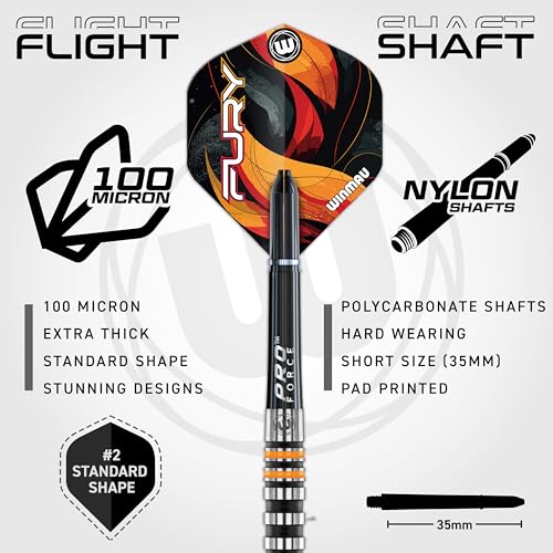 WINMAU Fury 18-20 Gram Tungsten Softip Darts Set with Prism Flights and Vecta Shafts (Stems) - style: 18g