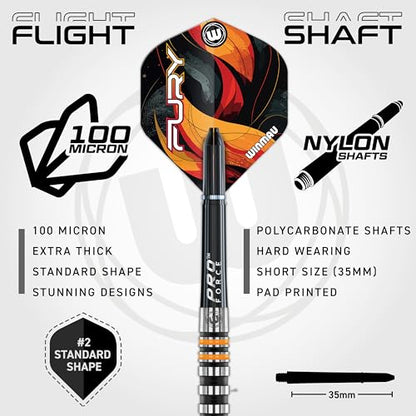 WINMAU Fury 18-20 Gram Tungsten Softip Darts Set with Prism Flights and Vecta Shafts (Stems) - style: 18g