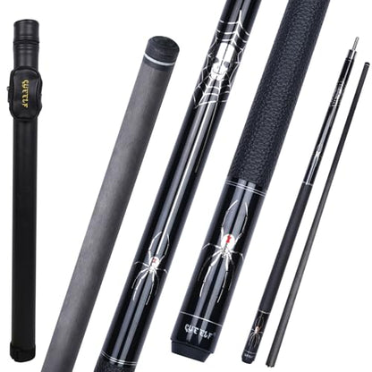 CUEELF Carbon Fiber Pool Cue Stick Leather Wrap Professional Low Deflection Billiard Cue Stick 12.5mm Carbon Fiber Technology Pool Cue - color: CA-SP-BLACK