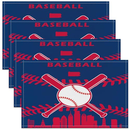 Erosebridal Baseball Placemats Set of 4 for Boys,Kids Softball Place Mats 12x18 inch,Red Black Baseball Player Table Mats,Sports Game Table Place Mats for Kitchen Table - color: Philadelphia